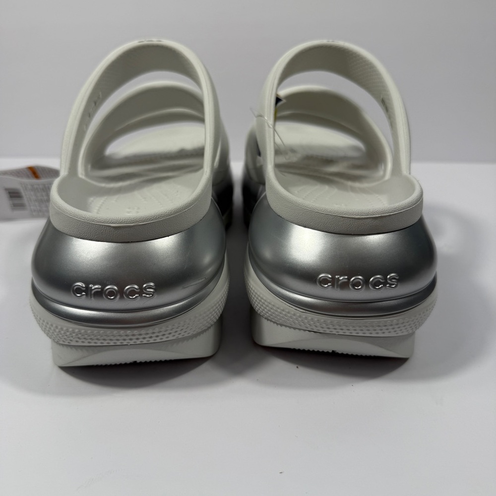 New CROCS Mega Crush Triple Strap Metallic White Women's 11 Sandals Platform - Picture 4 of 6